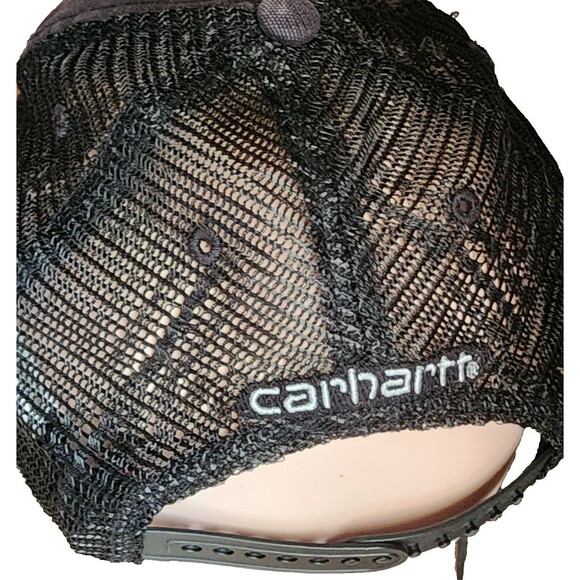 Carhartt Faded Black Baseball Cap Snapback Cotton Mesh - Picture 4 of 6